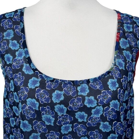 Speed Limit MPH Blouse Plus Size 2X Sheer Split Racer Back Over Top Floral Aztec - Picture 2 of 12